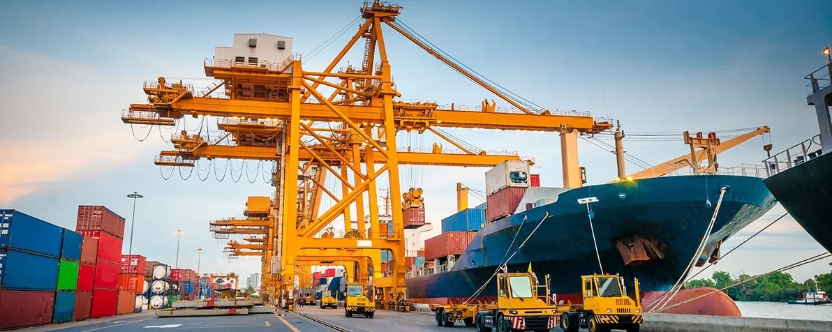 Containers being worked at a Karachi port terminal during clearance
